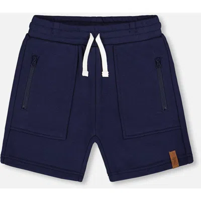 Deux Par Deux Babies'  Little Boy's French Terry Zip Pocket Shorts Navy Blue