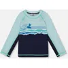 Deux Par Deux Little Boy's Long Sleeve Rashguard Navy Blue And Turquoise In Navy Blue And Turquoise