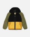 Deux Par Deux Little Boy's Mid-season Colorblock Jacket Black, Tan, And Olive Green In Black, Tan, And Olive Green