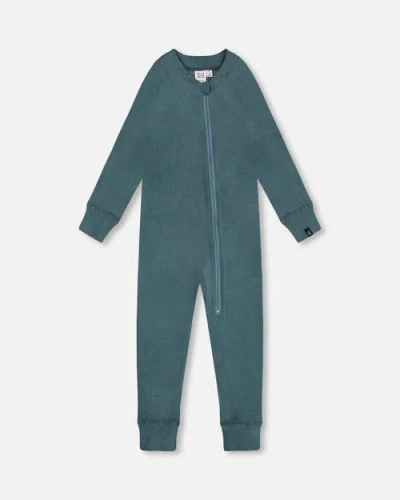 Deux Par Deux Kids'  Little Boy's One Piece Thermal Underwear Pine Green In Sea Pine