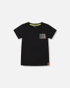 Deux Par Deux Little Boy's Organic Cotton Graphic Tee Black And Multicolored Dino In Black And Multicolored Dino