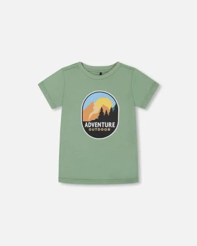 Deux Par Deux Babies'  Little Boy's Organic Cotton Graphic Tee Sage And Multi