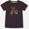 Deux Par Deux Baby Boy's Organic Cotton Tee Dark Gray And Multicolored Vespa In Dark Gray And Multicolor Vespa