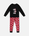 Deux Par Deux Little Boy's Organic Cotton Two Piece Pajama Set Red Printed Santa In Printed Santa Claus