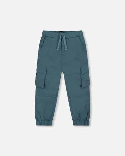 Deux Par Deux Kids'  Little Boy's Parachute Cargo Pocket Jogger Pants Dark Teal
