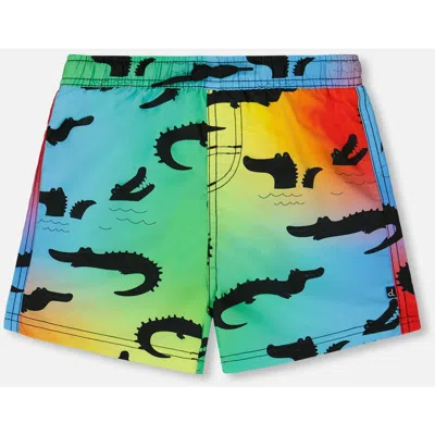 Deux Par Deux Babies'  Little Boy's Printed Boardshorts Multicolored Crocodile
