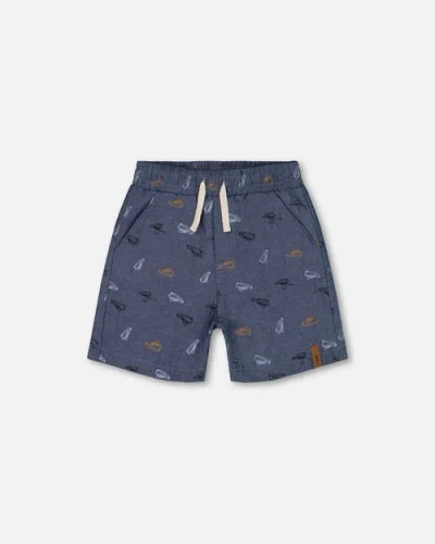 Deux Par Deux Babies'  Little Boy's Printed Chambray Short Gray, White And Tan