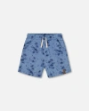 Deux Par Deux Little Boy's Printed Chambray Short Pale Blue And Navy In Pale Blue And Navy