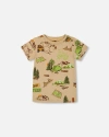 Deux Par Deux Kids'  Little Boy's Printed Organic Cotton Tee Camping Beige