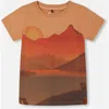 Deux Par Deux Kids'  Little Boy's Printed Organic Cotton Tee Orange Sunset