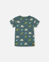 Deux Par Deux Little Boy's Printed Organic Cotton Tee Teal And Peach In Teal And Peach