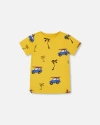 Deux Par Deux Boy's Printed Organic Cotton Tee Yellow And Blue Car In Yellow And Blue Car