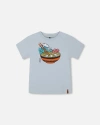 Deux Par Deux Little Boy's Short Sleeve Graphic Tee Blue And Ramen In Blue And Ramen