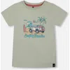 Deux Par Deux Little Boy's Short Sleeve Organic Cotton Graphic Tee Sage And Multi In Sage And Multi