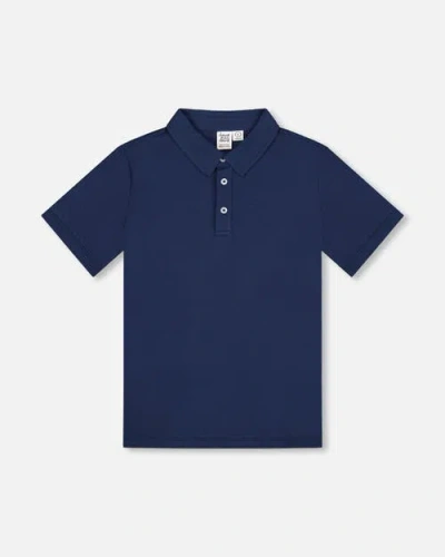 Deux Par Deux Babies'  Little Boy's Short Sleeve Polo Shirt Navy Blue
