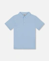 Deux Par Deux Kids'  Little Boy's Short Sleeve Polo Shirt Pale Blue