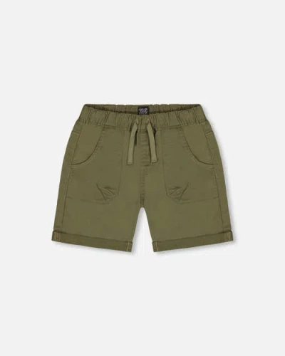 Deux Par Deux Babies'  Little Boy's Stretch Twill Short Dark Olive Green