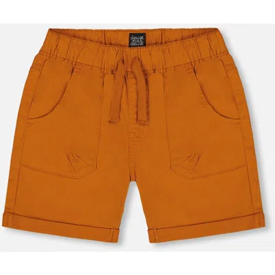 Deux Par Deux Babies'  Little Boy's Stretch Twill Short Vibrant Orange