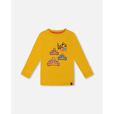 Deux Par Deux Babies'  Little Boy's T-shirt With Print Mustard Yellow In Mineral Yellow