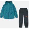 Deux Par Deux Little Boy's Two-piece Mid-season Outerwear Set Blue And Gray In Blue And Gray