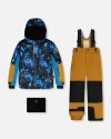 Deux Par Deux Little Boy's Two Piece Snowsuit Spice And Printed Storm In Cathay Spice