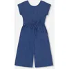 Deux Par Deux Little Girl's Chambray Jumpsuit Navy Blue In Navy Blue