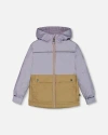 Deux Par Deux Girl's Colorblock Mid-season Jacket Lilac And Taupe In Lilac And Taupe