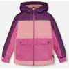 Deux Par Deux Little Girl's Colorblock Mid-season Jacket Pale Pink, Fuchsia, And Mauve In Pale Pink, Fuchsia, And Mauve