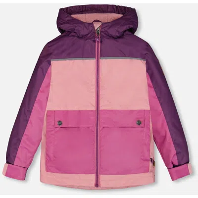 Deux Par Deux Kids'  Little Girl's Colorblock Mid-season Jacket Pale Pink, Fuchsia, And Mauve