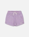 Deux Par Deux Girl's Crinkle Short Pale Yellow And White In Pale Yellow And White