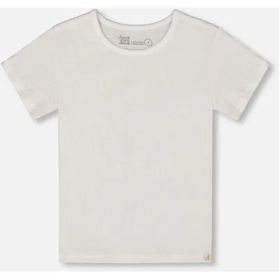Deux Par Deux Girls' Crinkle Short Sleeve Top - Little Kid In White