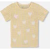 Deux Par Deux Little Girl's Crinkle Top With Applique Pale Yellow And White In Pale Yellow And White