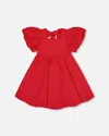 DEUX PAR DEUX LITTLE GIRL'S DRESS WITH BUBBLE SLEEVES TRUE RED