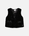 Deux Par Deux Girls' Faux Fur Vest - Little Kid In Anthracite
