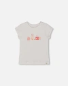 Deux Par Deux Girl's Flat Back Rib Top With Print White And Pink House In White And Pink House