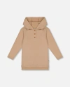 Deux Par Deux Girls' Hooded Rib Tunic - Big Kid In Oatmeal
