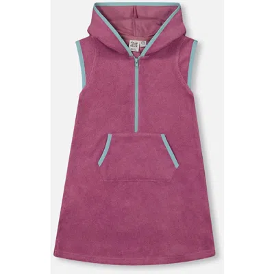 Deux Par Deux Babies'  Little Girl's Hooded Terry Beach Dress Candy Pink