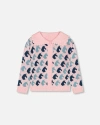 DEUX PAR DEUX DEUX PAR DEUX LITTLE GIRL'S JACQUARD KNIT CARDIGAN PINK UNICORN