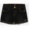 Deux Par Deux Girl's Jean Short With Embroidery Black Jeans In Black Jeans