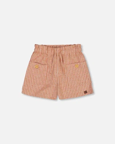 Deux Par Deux Babies'  Little Girl's Linen Short With Pockets Old Orange Pink