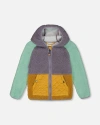 Deux Par Deux Girl's Mid-season Colorblock Jacket Lilac, Pale Turquoise, And Yellow In Lilac Pale Turquoise, Yellow