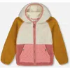 Deux Par Deux Kids'  Little Girl's Mid-season Colorblock Jacket Orange, Off-white, And Old Pink In Orange Off-white And Old Pink