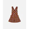 Deux Par Deux Little Girl's Milano Shortall Plaid Magenta And Brown In Pink & Brown Plaid