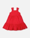 Deux Par Deux Girls' Multi-tiered Eyelet Dress - Little Kid In Red