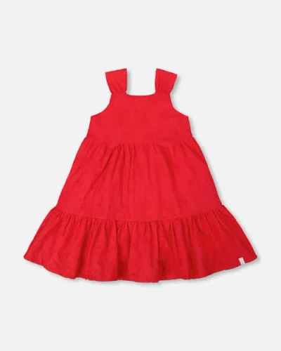 Deux Par Deux Girls' Multi-tiered Eyelet Dress - Little Kid In Red
