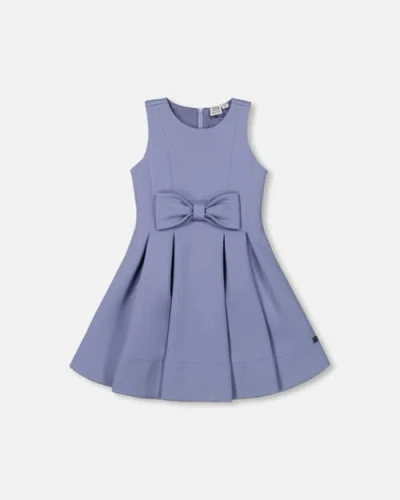 Deux Par Deux Kids'  Little Girl's Neoprene Bow Dress Old Blue