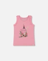 Deux Par Deux Girl's Organic Cotton Tank With Frills Candy Pink In Candy Pink