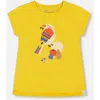 Deux Par Deux Little Girl's Organic Cotton Tee Yellow And Birds In Yellow And Birds