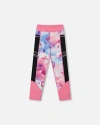 Deux Par Deux Babies'  Little Girl's Printed Athletic Leggings Pink, Blue And Butterflies