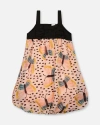 Deux Par Deux Little Girl's Printed Bubble Dress Black And Pink Butterflies In Black And Pink Butterflies